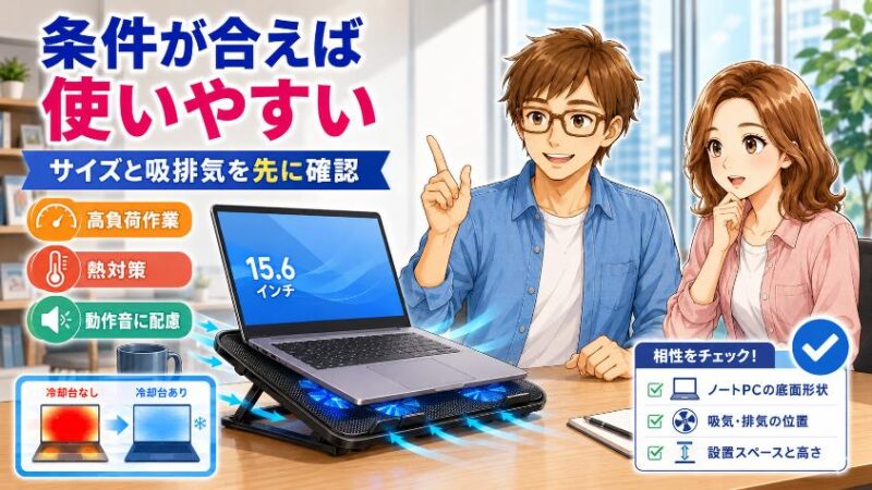 1. 結論:15.6インチノートPCに冷却台は「条件つき」で買う価値がある