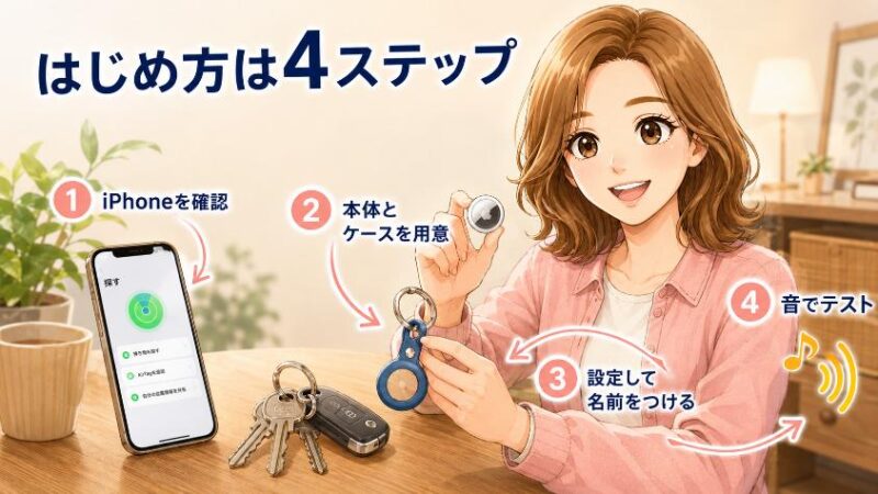 7. 鍵につけるAirTagの始め方【かんたん4ステップ】