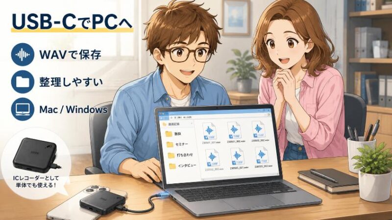 6.2 録音データはPCにUSB-Cで取り込んで整理できる