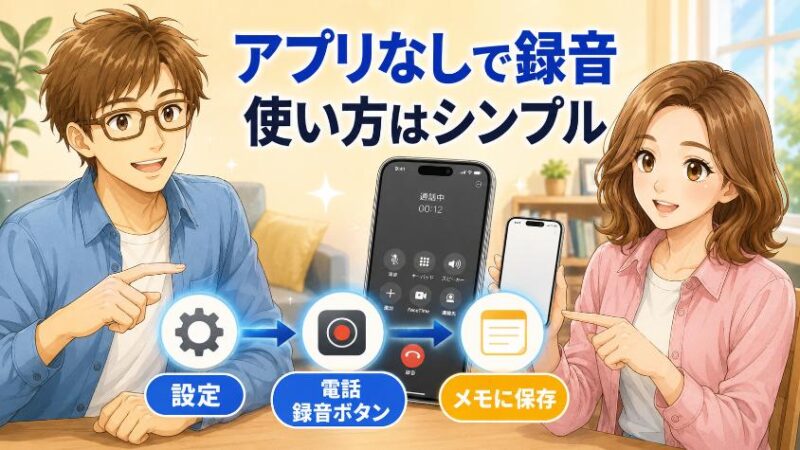 2.1 iOS18.1でついに「アプリなし」で通話録音が可能に