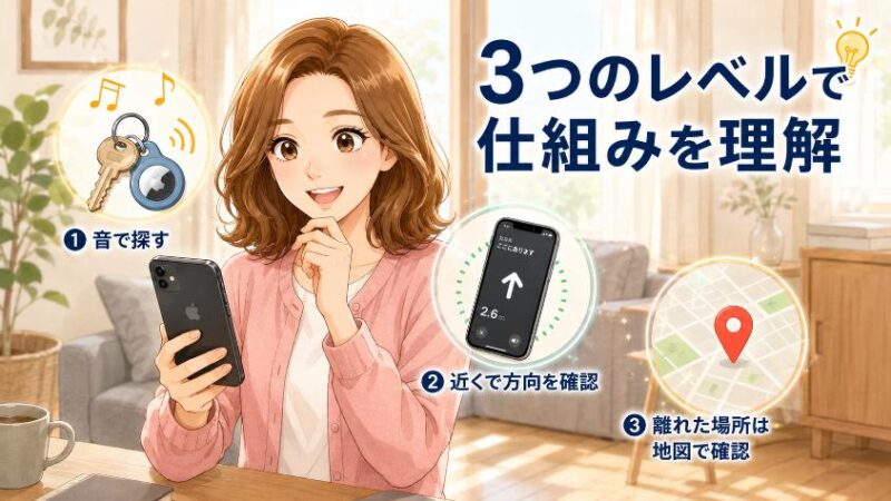 2. AirTagで鍵を見つける仕組みを「3つのレベル」で理解する