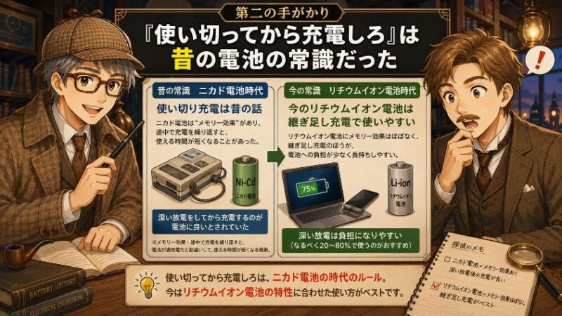 2.　第二の手がかり　「使い切ってから充電しろ」は昔の電池の常識だった