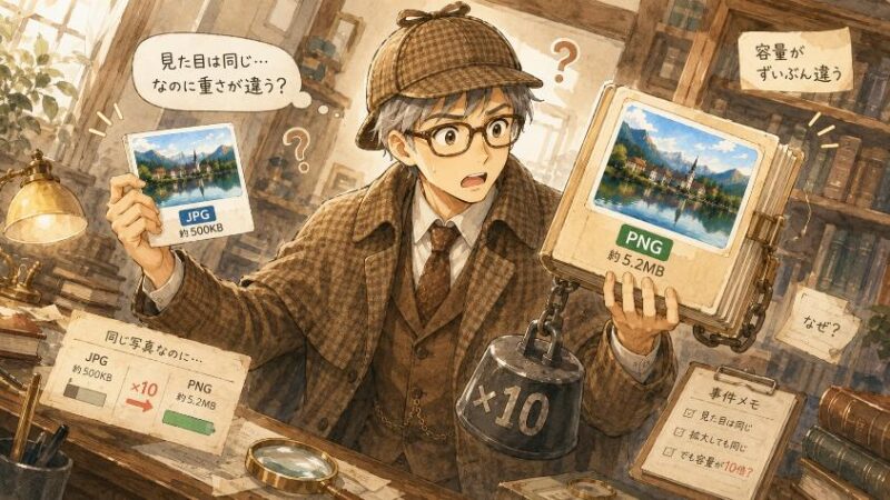 1.　同じ写真なのに、サイズが10倍違う。これは事件です