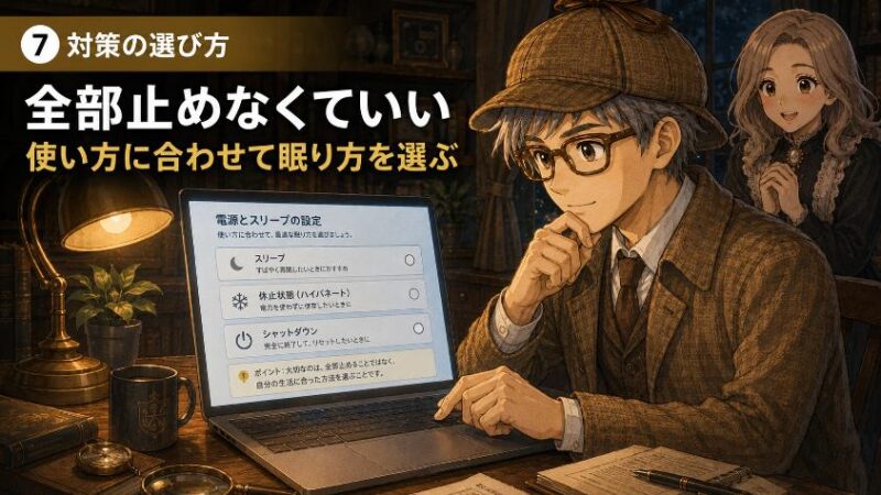 7. 対策の選び方 全部止めるのではなく、自分に合った眠りを