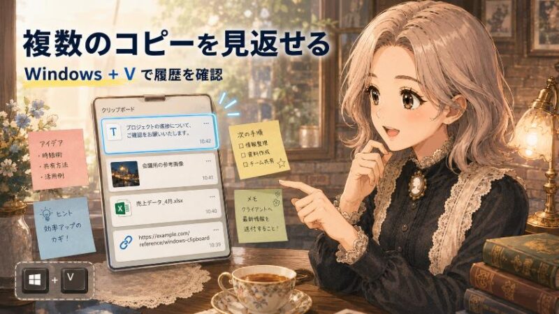 6.　付箋を増やす　クリップボード履歴（Windows+V）の使い方と注意点
