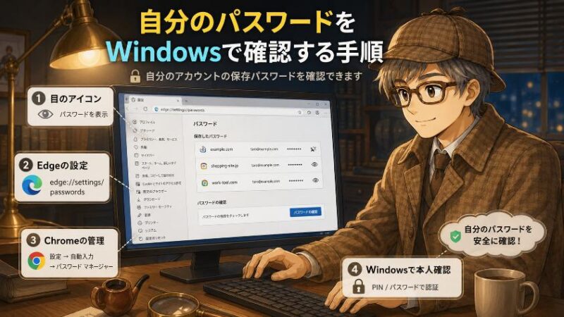 6.　自分のパスワードをWindowsで確認する手順