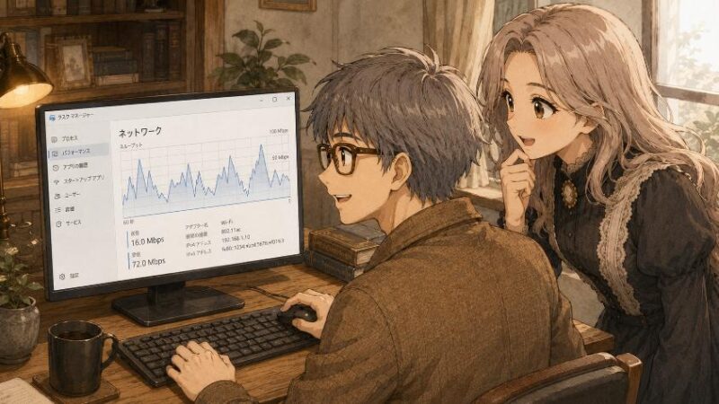 6. わが家で確かめてみる タスクマネージャーで速度の波を見る