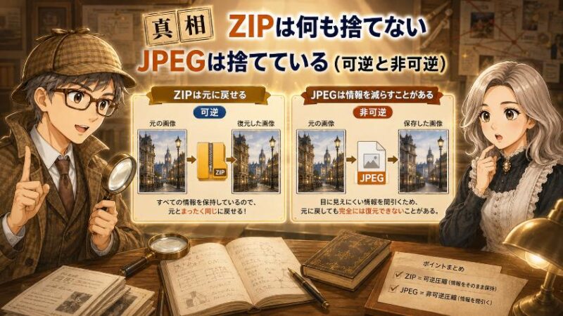 5. 真相 ZIPは何も捨てない JPEGは捨てている(可逆と非可逆)