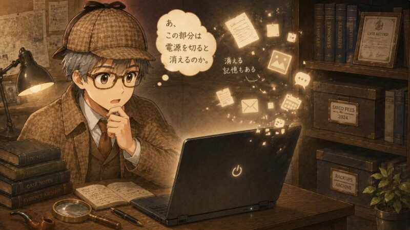 2.　第一の手がかり　電源を切ると消える記憶がある