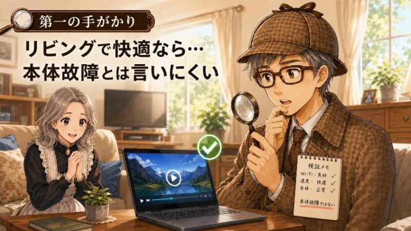 2.　第一の手がかり　リビングでは速い　つまり故障ではない