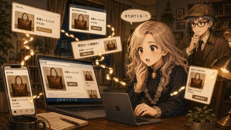 1.　事件の発生　検索したカバンが、どこまでも追いかけてくる