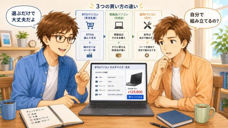 1. BTOパソコンとは?既製品・自作との違いをやさしく整理