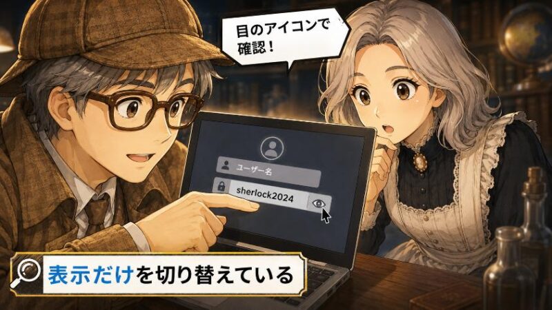 2.　第一の手がかり　目のアイコンを押すと文字が現れる