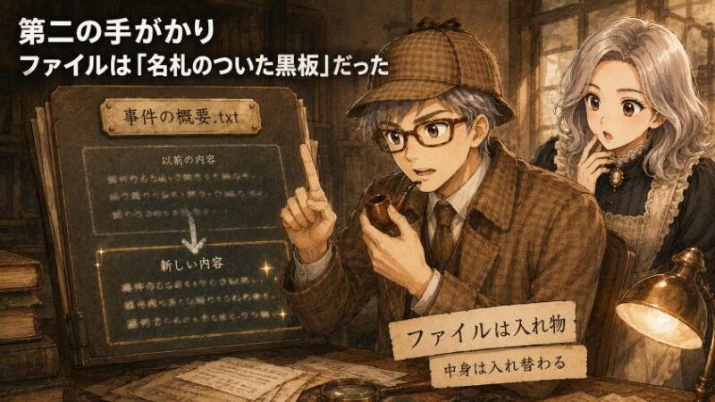 2.　第二の手がかり　ファイルは「名札のついた黒板」だった