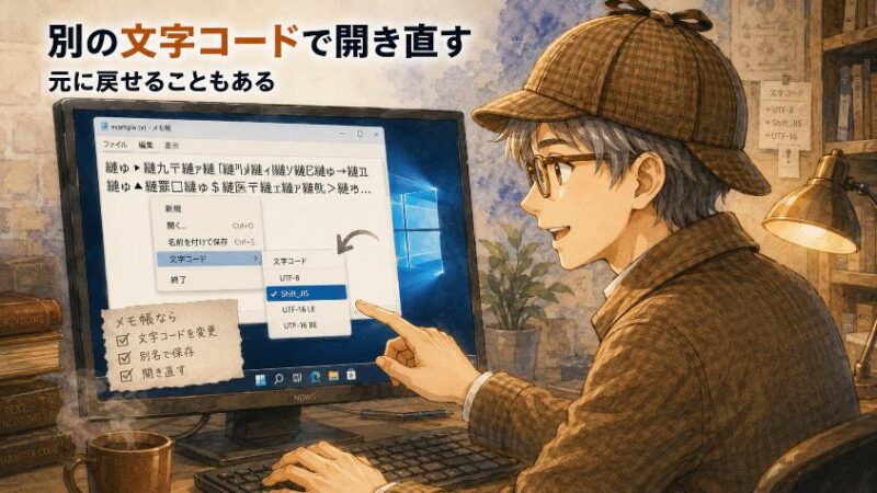 6. 化けた文字を元に戻す Windowsでの復旧手順