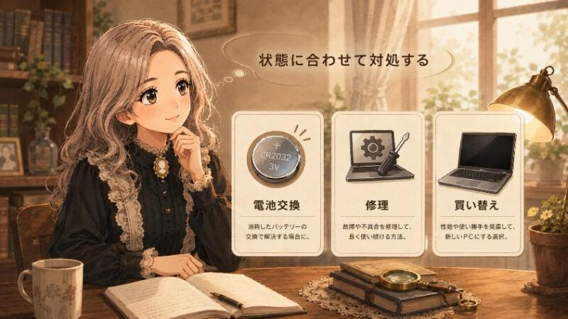 6.　対策の選び方　電池交換か、修理か、買い替えか