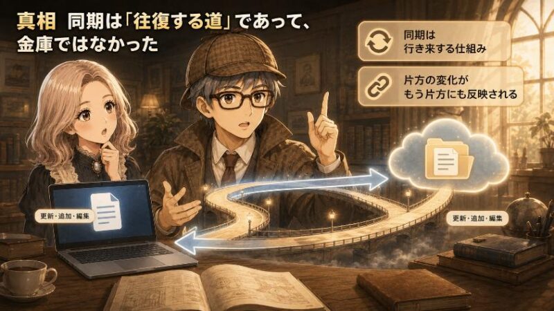 5.　真相　同期は「往復する道」であって、金庫ではなかった