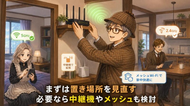 7.　対策の選び方　置き場所・電波の使い分け・中継機/メッシュWi-Fi