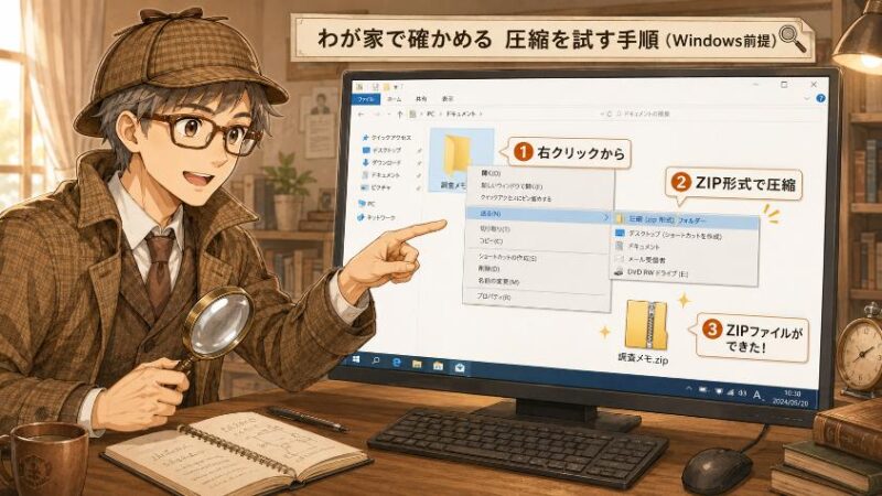 6. わが家で確かめる 圧縮を試す手順(Windows前提)