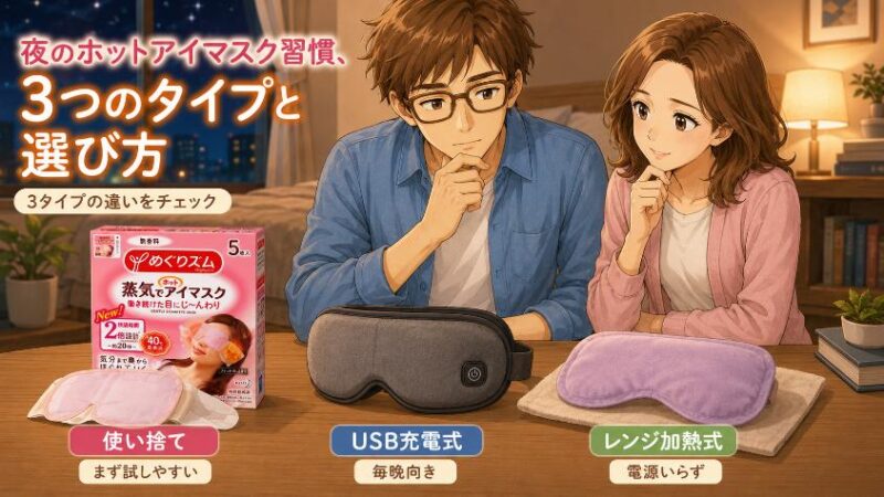 4. 夜のホットアイマスク習慣、3つのタイプと選び方