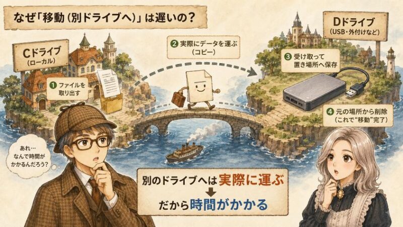 5. もうひとつの謎 別のドライブへの「移動」はなぜ遅い?